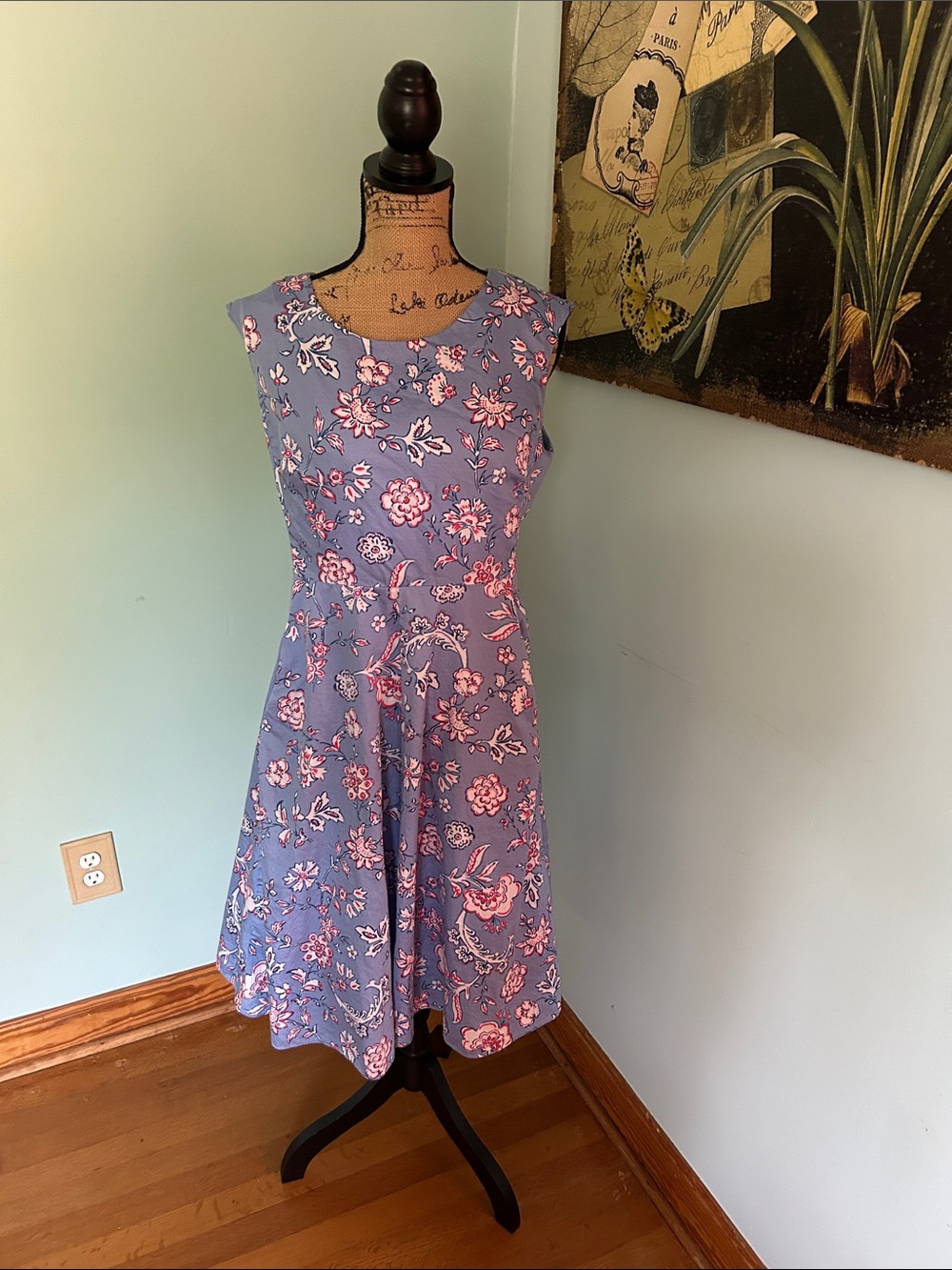 Joules blue Sleeveless Floral Midi Dress